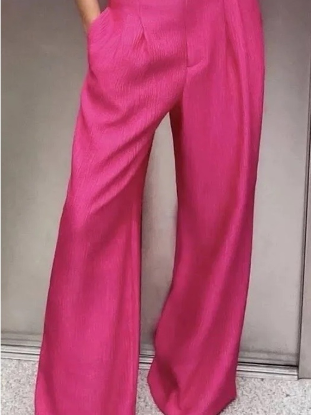 Zara Hot Pink Wide-Leg Jumpsuit with Belted Blazer - Picture 4 of 8